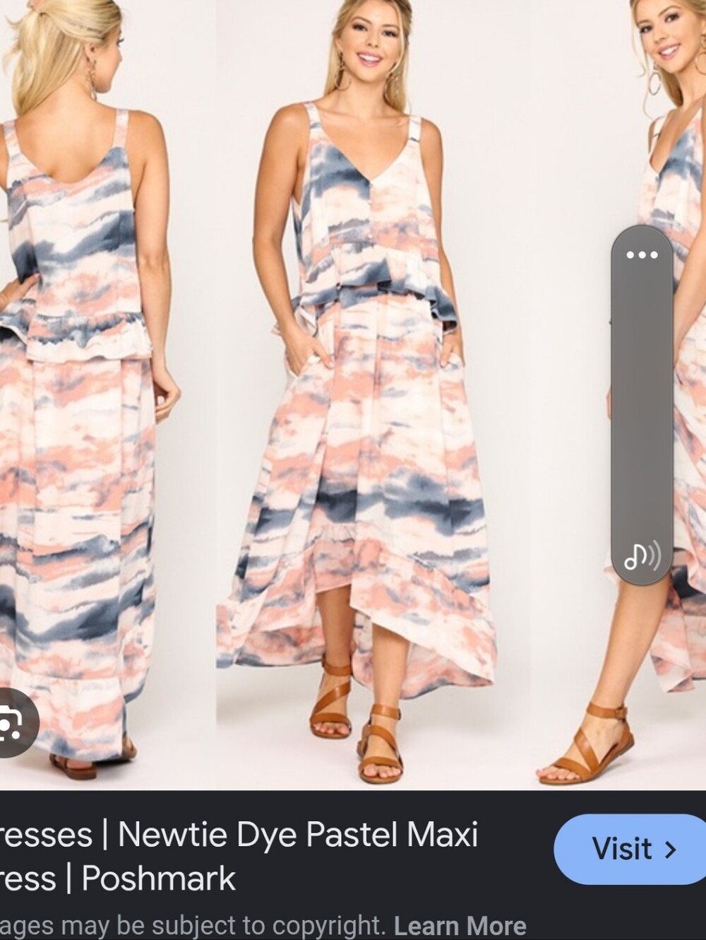 NWT. Peach & Navy Watercolor High-Low Maxi Skirt.pit To Pit 18"